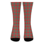 Red Green And White Tartan Pattern Print Crew Socks