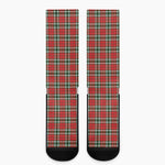 Red Green And White Tartan Pattern Print Crew Socks