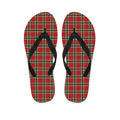 Red Green And White Tartan Pattern Print Flip Flops