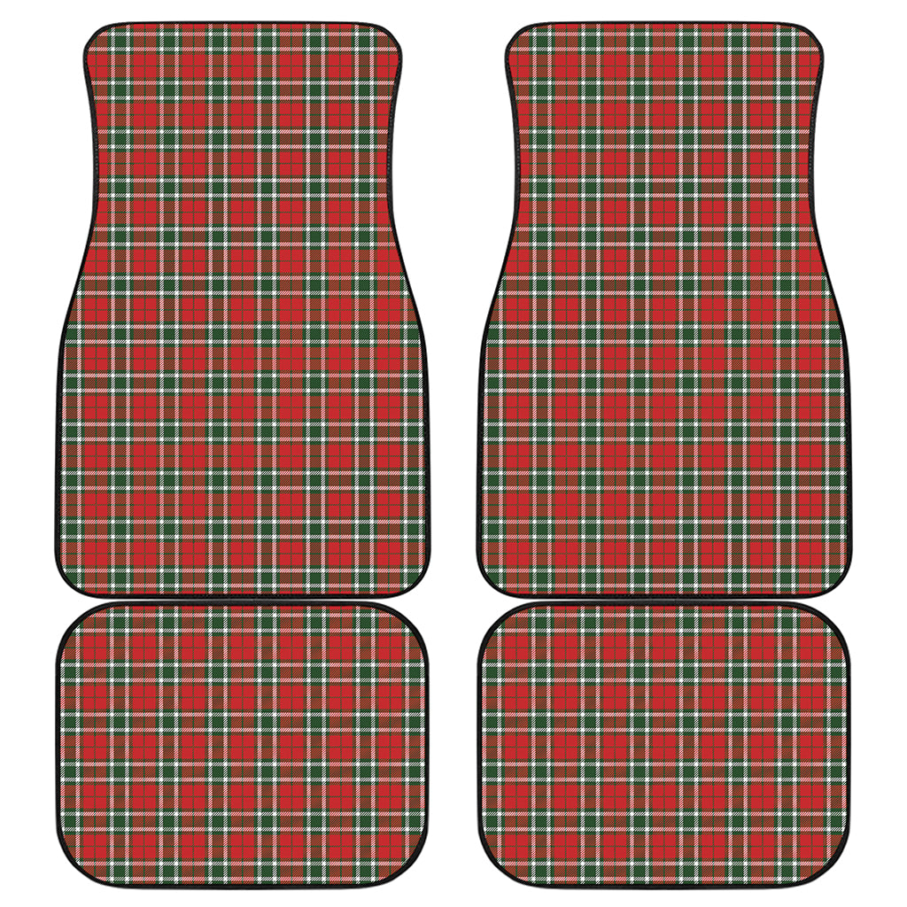 Red Green And White Tartan Pattern Print Front and Back Car Floor Mats