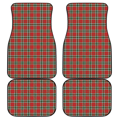 Red Green And White Tartan Pattern Print Front and Back Car Floor Mats