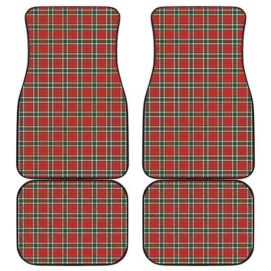 Red Green And White Tartan Pattern Print Front and Back Car Floor Mats