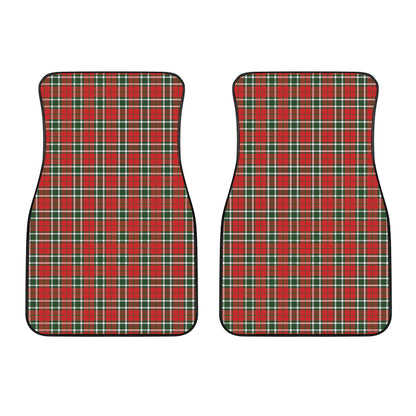 Red Green And White Tartan Pattern Print Front Car Floor Mats