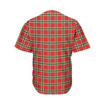 Red Green And White Tartan Pattern Print Men's Baseball Jersey