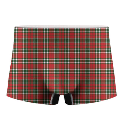 Red Green And White Tartan Pattern Print Men's Boxer Briefs