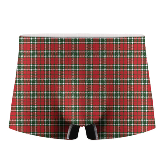 Red Green And White Tartan Pattern Print Men's Boxer Briefs