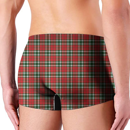 Red Green And White Tartan Pattern Print Men's Boxer Briefs