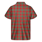 Red Green And White Tartan Pattern Print Men's Short Sleeve Shirt