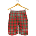 Red Green And White Tartan Pattern Print Men's Shorts