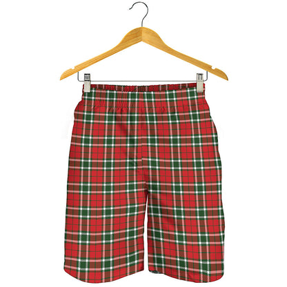 Red Green And White Tartan Pattern Print Men's Shorts