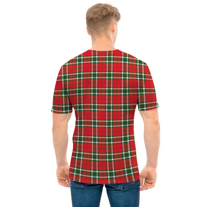 Red Green And White Tartan Pattern Print Men's T-Shirt