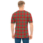 Red Green And White Tartan Pattern Print Men's T-Shirt