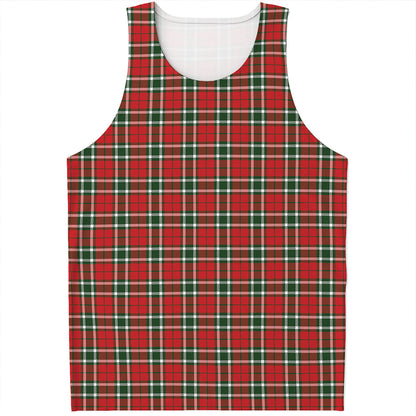 Red Green And White Tartan Pattern Print Men's Tank Top