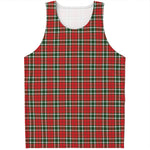 Red Green And White Tartan Pattern Print Men's Tank Top