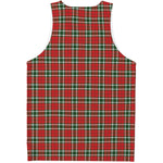 Red Green And White Tartan Pattern Print Men's Tank Top