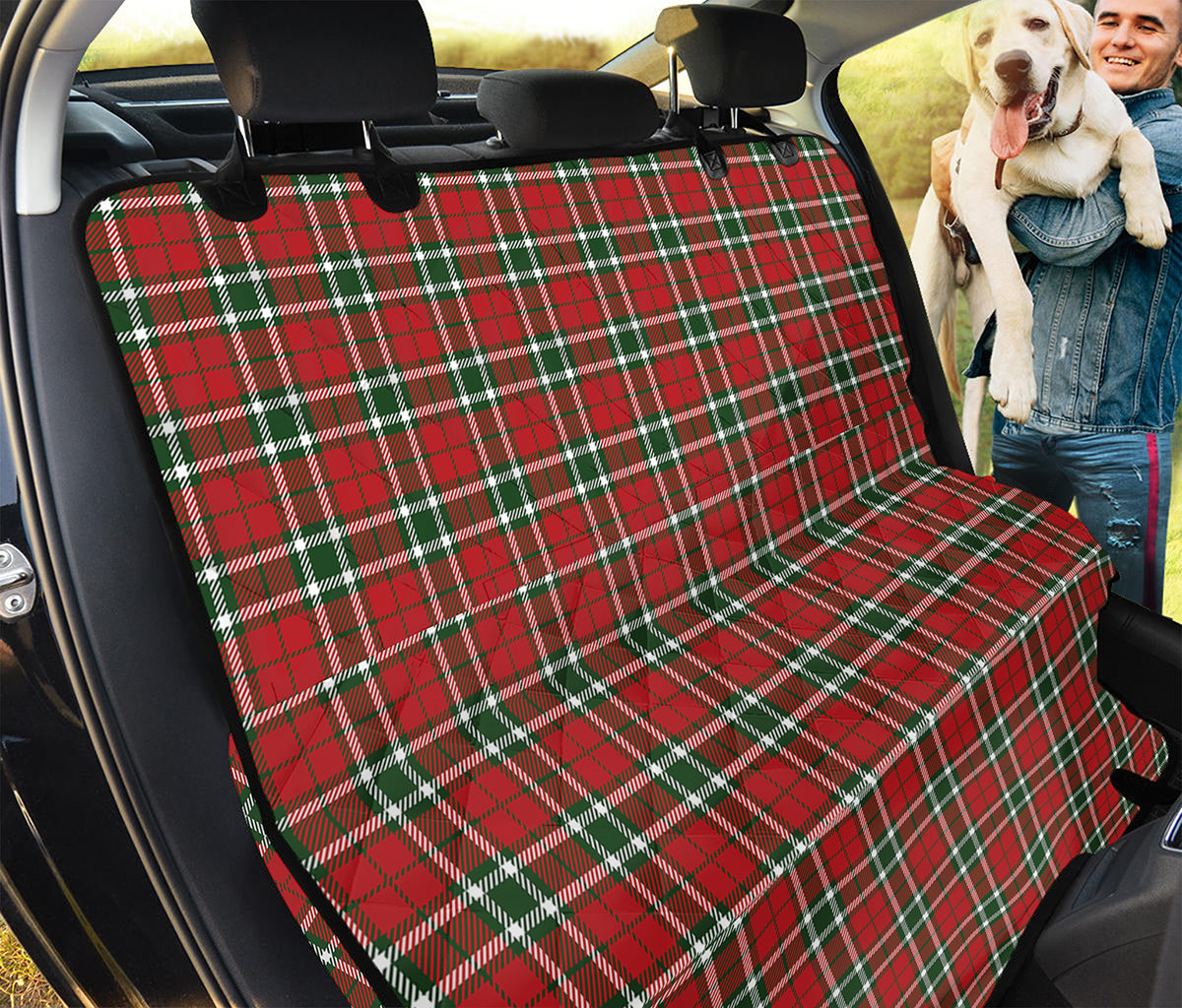 Red Green And White Tartan Pattern Print Pet Car Back Seat Cover