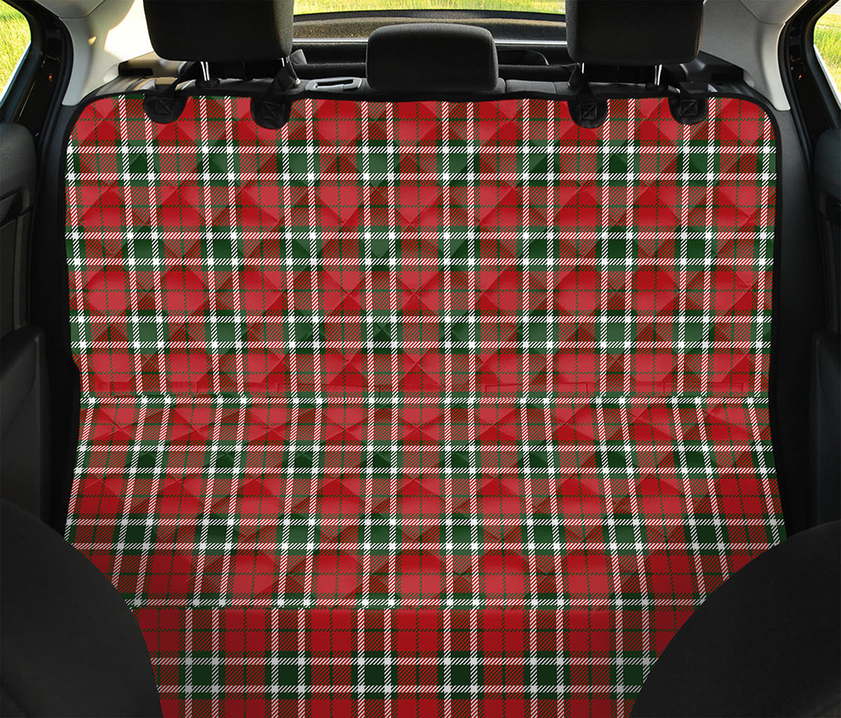 Red Green And White Tartan Pattern Print Pet Car Back Seat Cover
