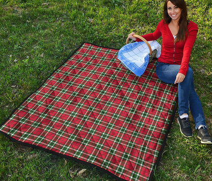 Red Green And White Tartan Pattern Print Quilt