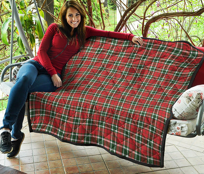 Red Green And White Tartan Pattern Print Quilt