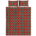 Red Green And White Tartan Pattern Print Quilt Bed Set