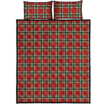 Red Green And White Tartan Pattern Print Quilt Bed Set