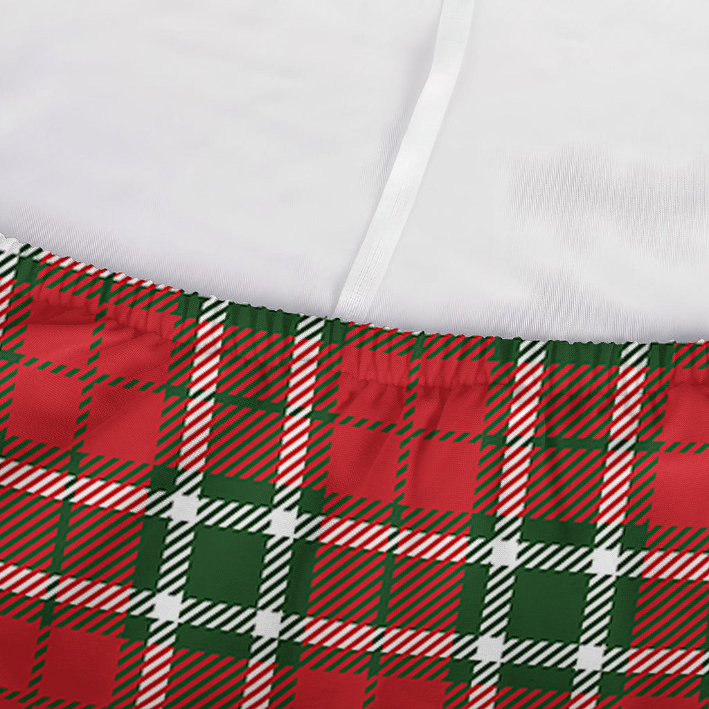 Red Green And White Tartan Pattern Print Sofa Cover