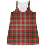 Red Green And White Tartan Pattern Print Women's Racerback Tank Top