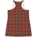 Red Green And White Tartan Pattern Print Women's Racerback Tank Top