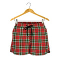 Red Green And White Tartan Pattern Print Women's Shorts