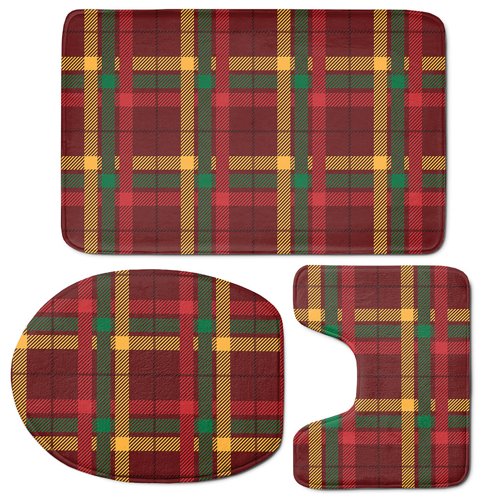 Red Green And Yellow Stewart Print 3 Piece Bath Mat Set
