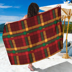 Red Green And Yellow Stewart Print Beach Sarong Wrap