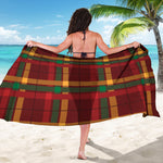 Red Green And Yellow Stewart Print Beach Sarong Wrap