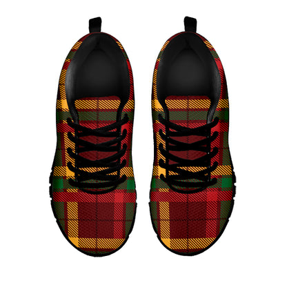 Red Green And Yellow Stewart Print Black Sneakers