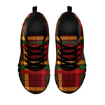 Red Green And Yellow Stewart Print Black Sneakers