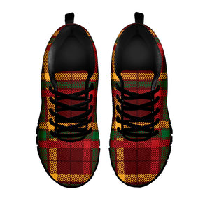 Red Green And Yellow Stewart Print Black Sneakers