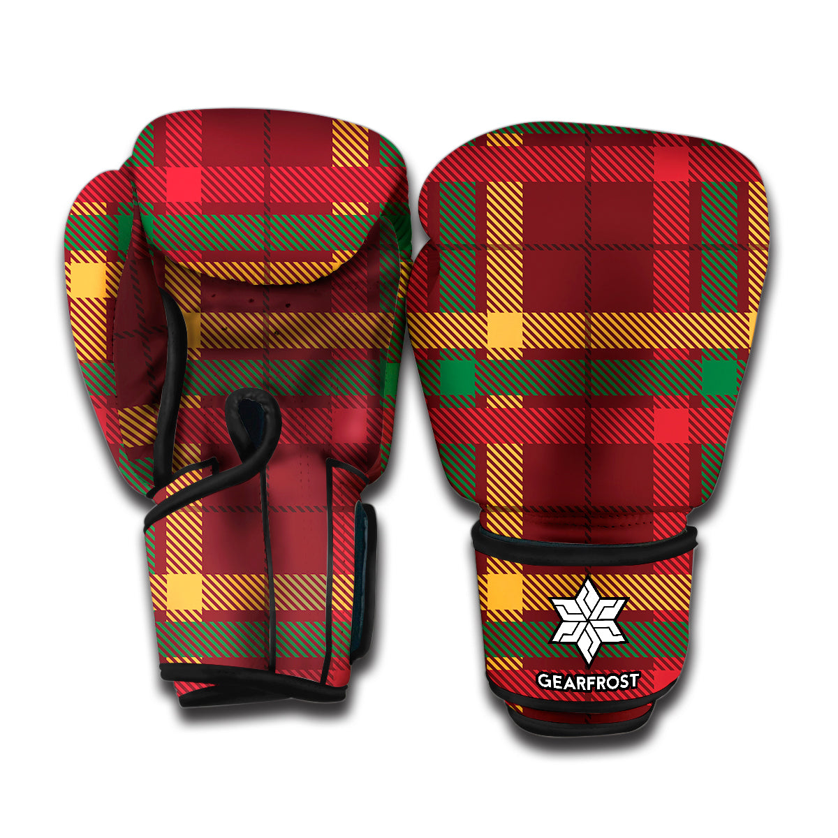 Red Green And Yellow Stewart Print Boxing Gloves