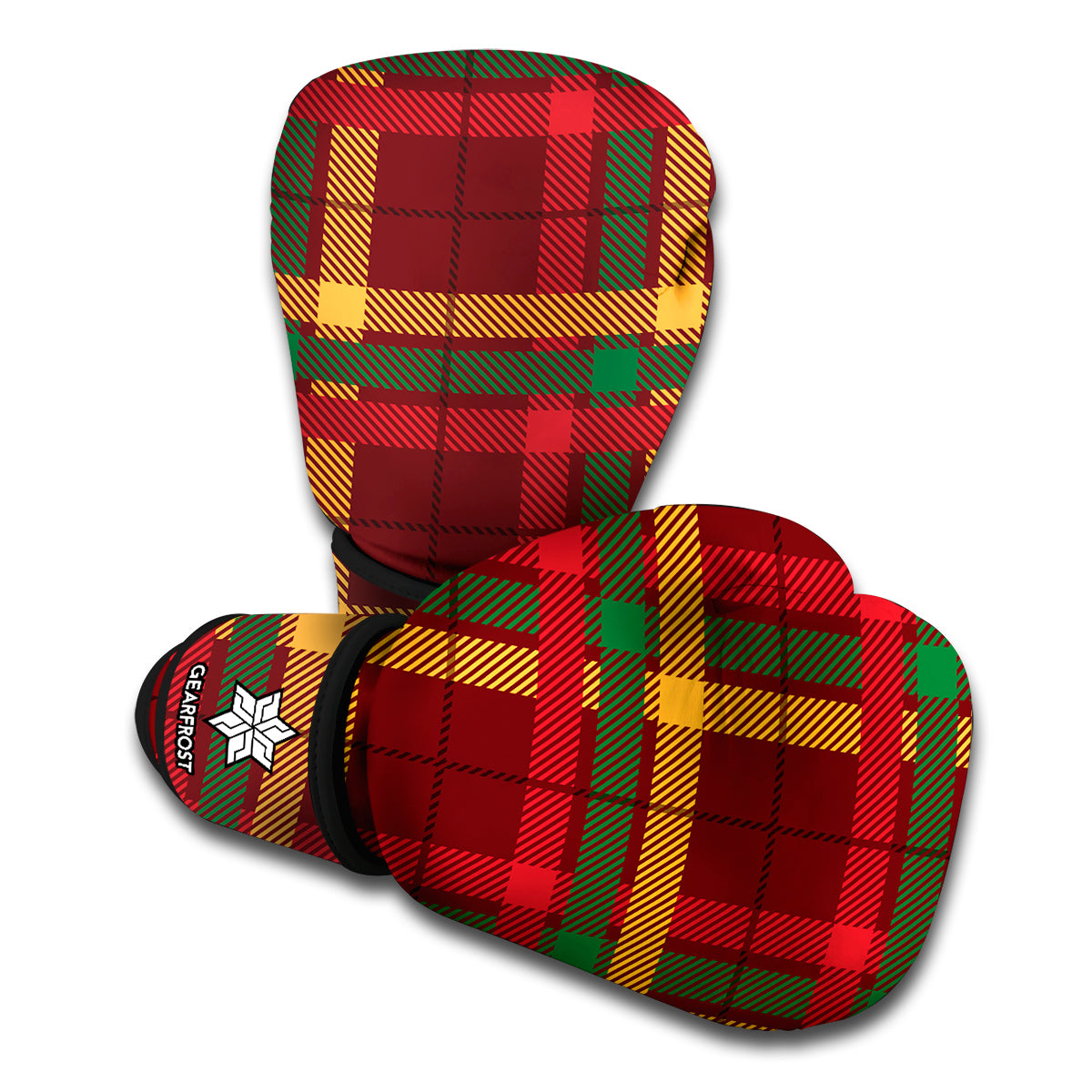 Red Green And Yellow Stewart Print Boxing Gloves