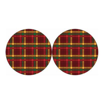 Red Green And Yellow Stewart Print Car Coasters
