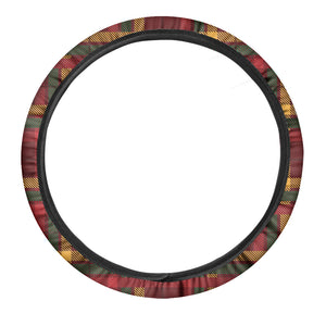 Red Green And Yellow Stewart Print Car Steering Wheel Cover