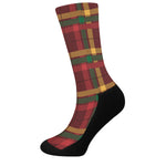 Red Green And Yellow Stewart Print Crew Socks