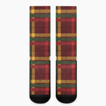 Red Green And Yellow Stewart Print Crew Socks