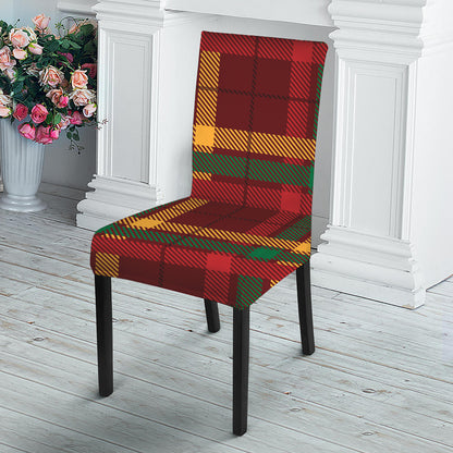 Red Green And Yellow Stewart Print Dining Chair Slipcover