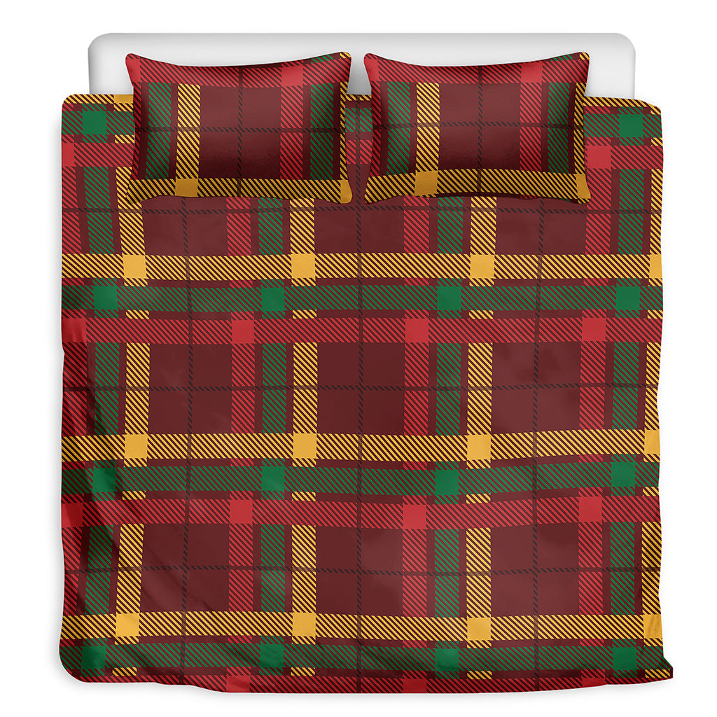 Red Green And Yellow Stewart Print Duvet Cover Bedding Set