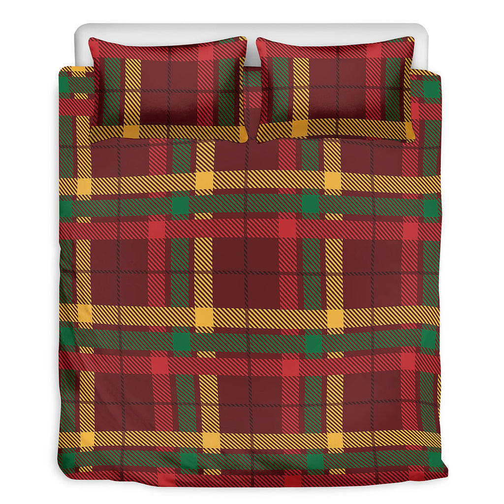 Red Green And Yellow Stewart Print Duvet Cover Bedding Set