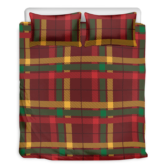 Red Green And Yellow Stewart Print Duvet Cover Bedding Set
