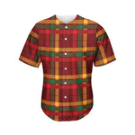 Red Green And Yellow Stewart Print Men's Baseball Jersey