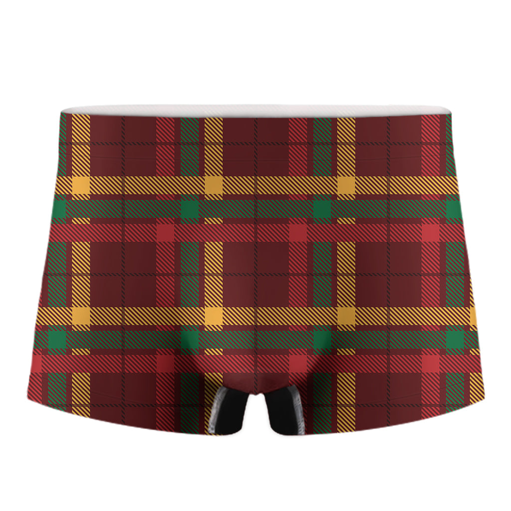 Red Green And Yellow Stewart Print Men's Boxer Briefs