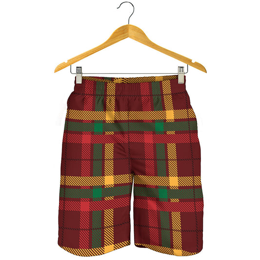 Red Green And Yellow Stewart Print Men's Shorts