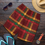 Red Green And Yellow Stewart Print Men's Shorts