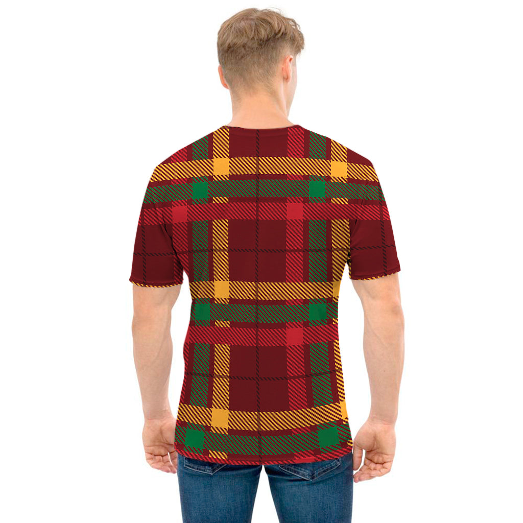 Red Green And Yellow Stewart Print Men's T-Shirt